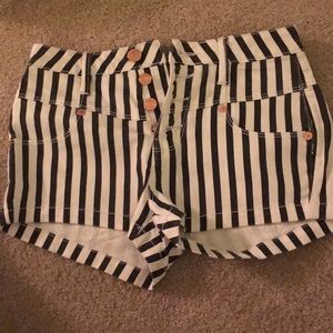 Striped denim shorts